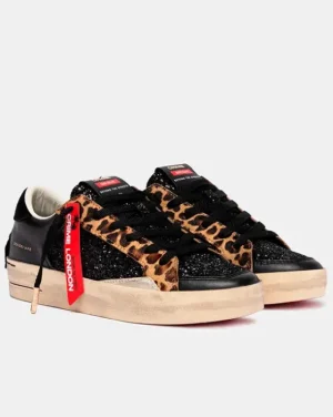 Fashion Crime London Black Cheetah Sneakers